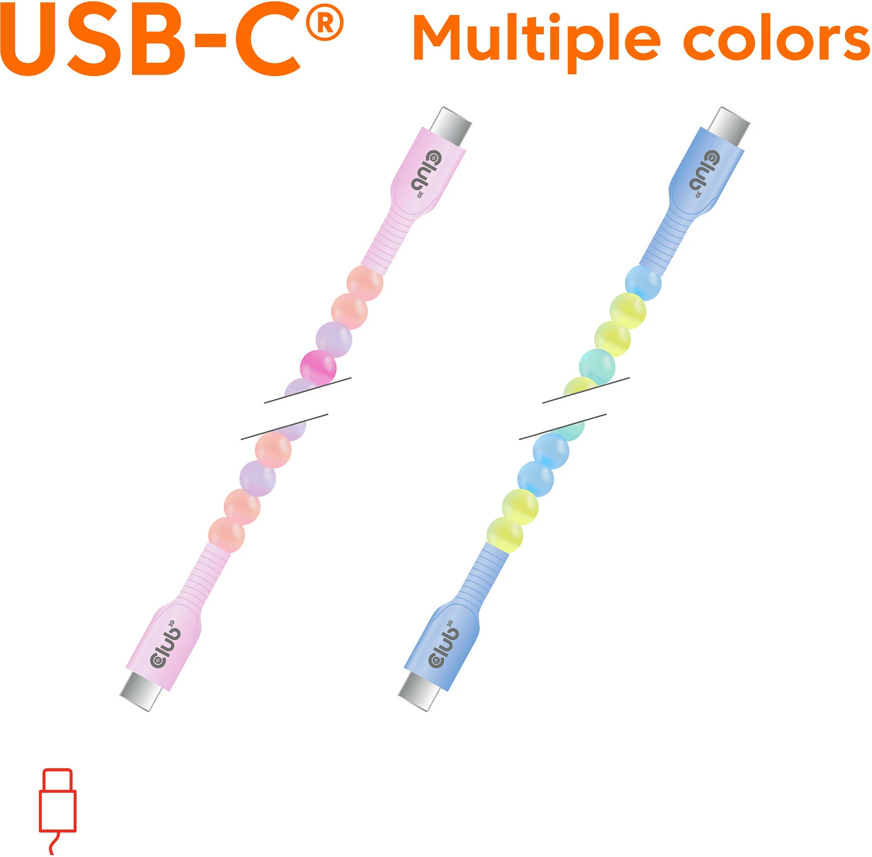 Kabllo USB-C Club 3D Lifestyle, 2m, USB PD 60W, 480Mbps, rozë