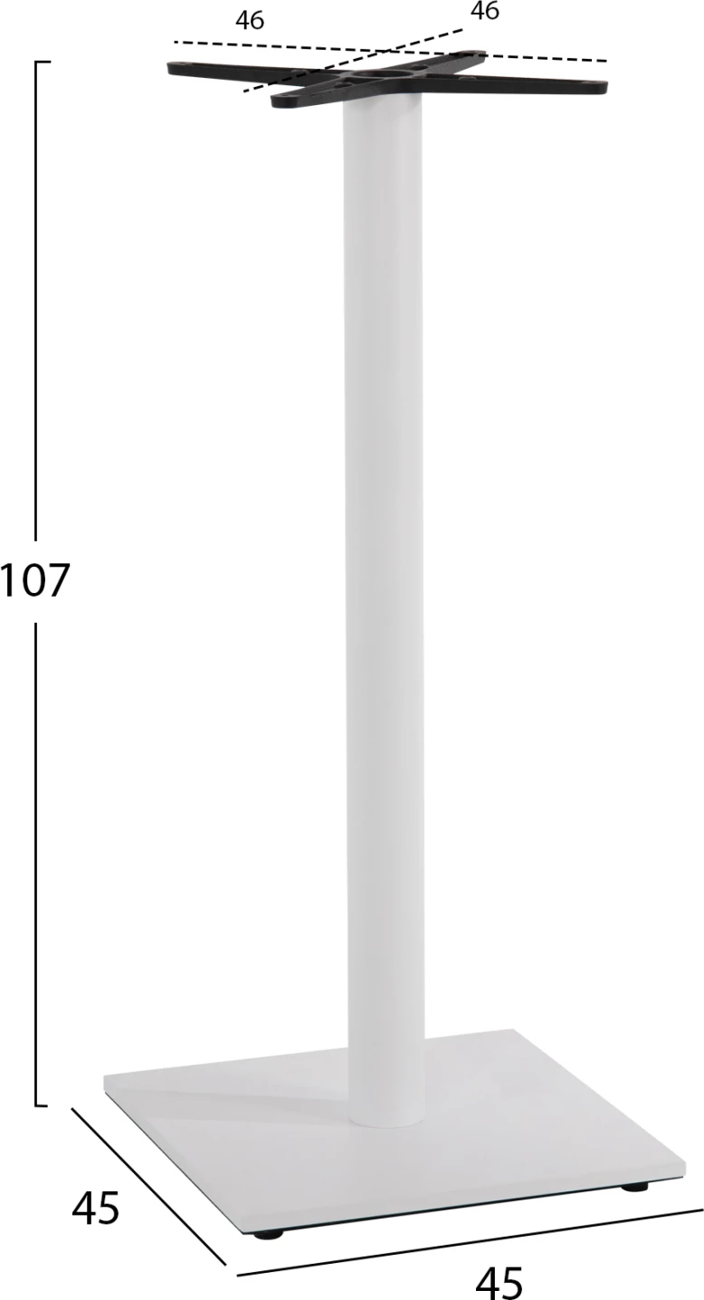 Bazë për tavolinë bari, metalike, ngjyrë e bardhë mat, FH439.02, 45x45x107H cm
