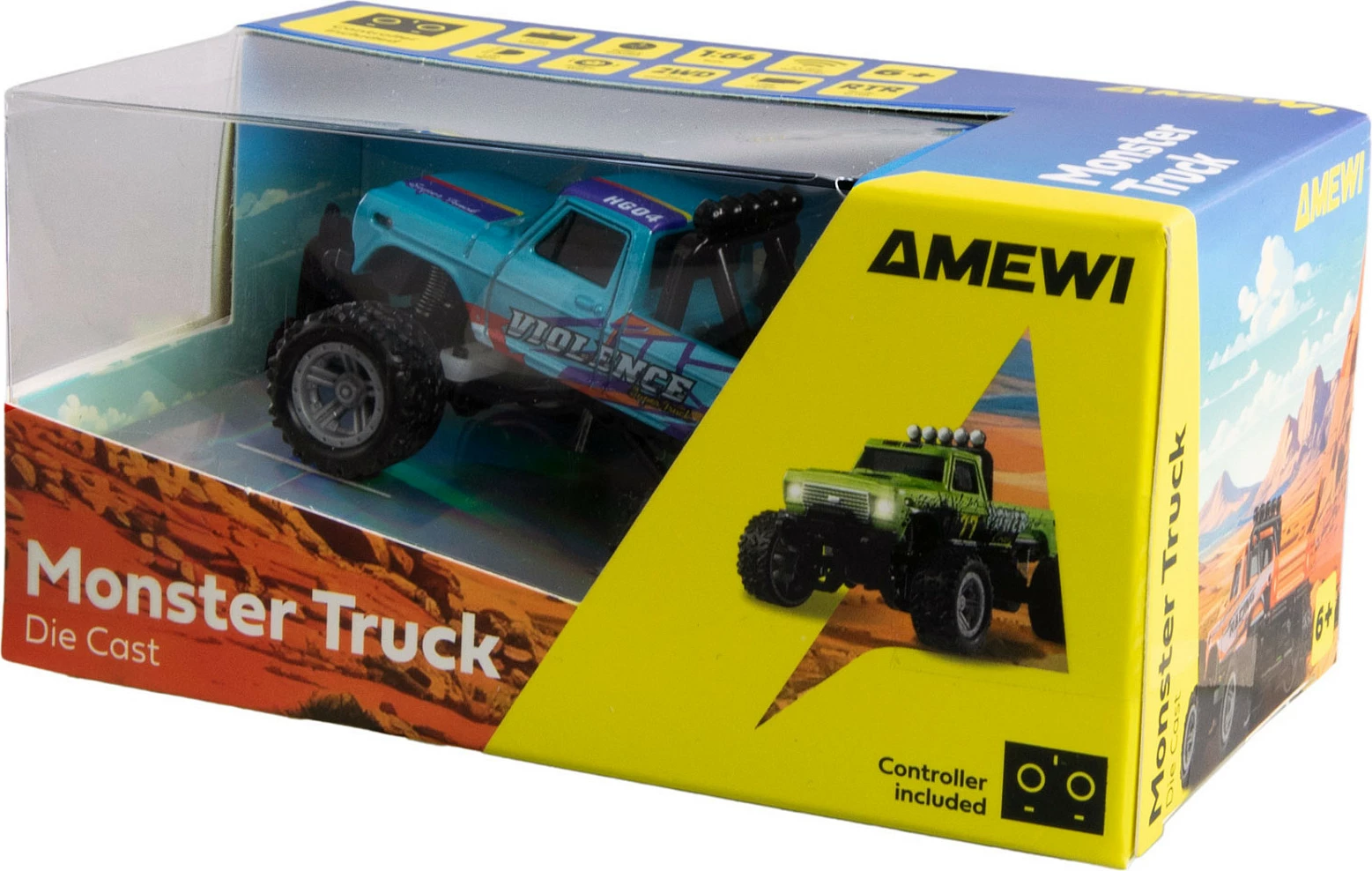 Monstertruck RC AMEWI DieCast 1:64 RTR, 2.4GHz, 2WD, i kaltër