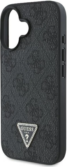 Mbështjellës Guess Crossbody 4G Metal Logo për iPhone 16, i zi, me rrip