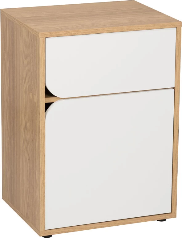 Komodinë Smile 2, sonoma e bardhë, 45x35x63.5