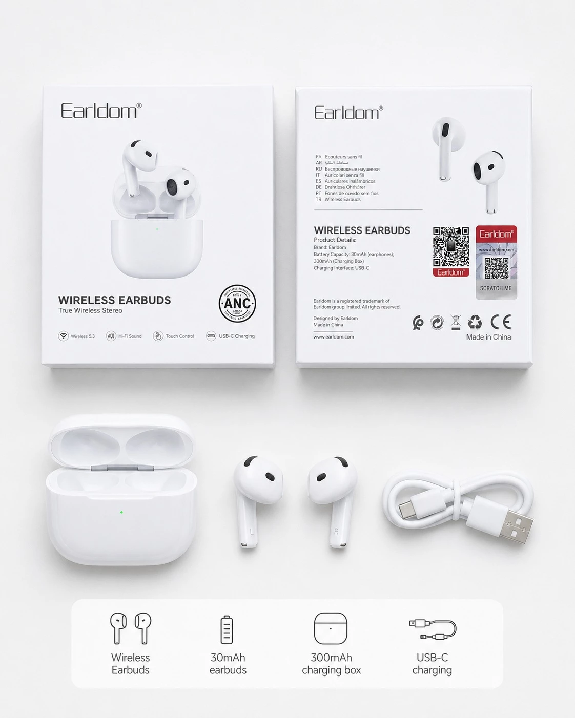 Earbuds Earldom Premium Wireless me ANC