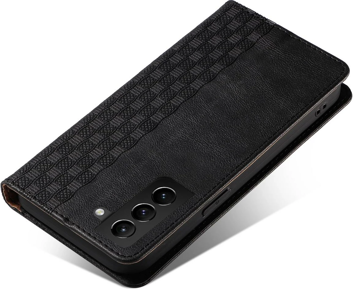 Mbështjellës Hurtel Magnet Strap Case për Samsung Galaxy S22+, me portofol, litar dore, e zezë