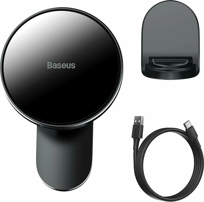 Mbajtës magnetik Baseus WXJN-01 me karikues wireless 15 W, MagSafe, për iPhone, i zi