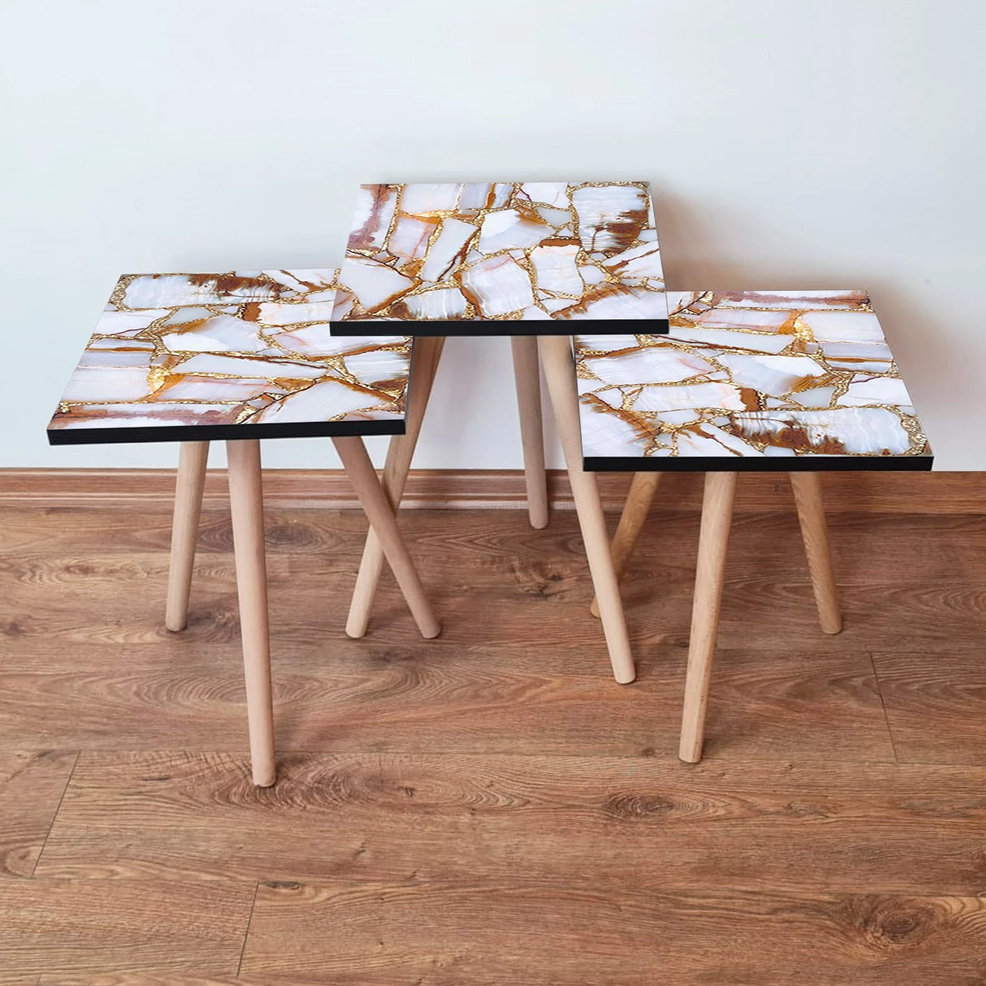 Set tavolinash të vendosshme, 3 copë, Skye Decor, 3Shp106, e bardhë