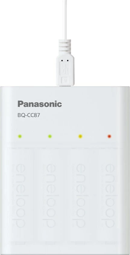 Karikues baterish Panasonic Eneloop Smartplus BQ-CC87 me 4x AA 2000 mAh, Bardhë
