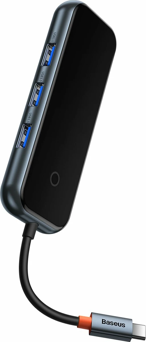 Kasë HUB Baseus AcmeJoy WKJZ010013, 4 porta, USB-C në 1x USB-C PD & Data / 3x USB3.0, Gri e errët