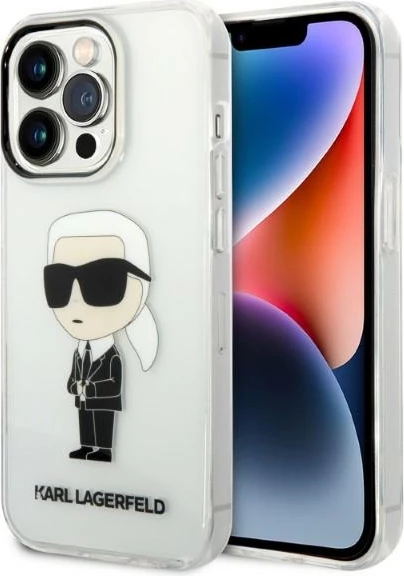 Mbështjellës Karl Lagerfeld Ikonik për iPhone 14 Pro, Transparent
