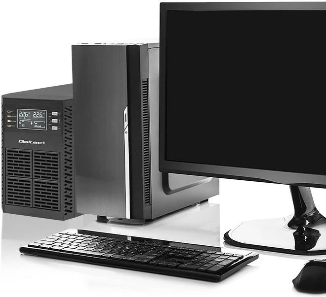 UPS Qoltec 1kVA 1000W, Online, LCD, Power Factor 1.0, EPO, USB, i zi