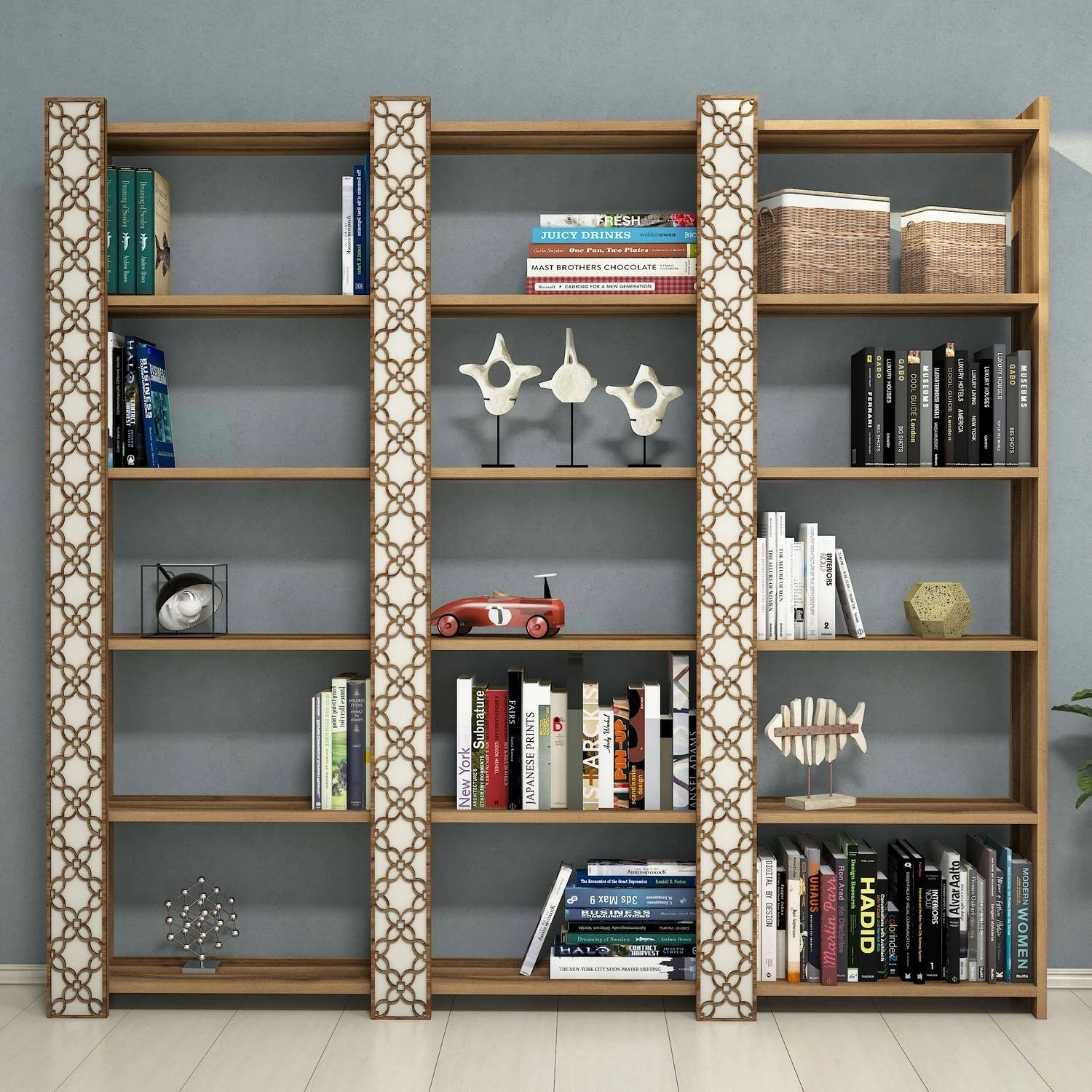 Raft librash Hanah Home, City 3, ngjyrë arre dhe krem