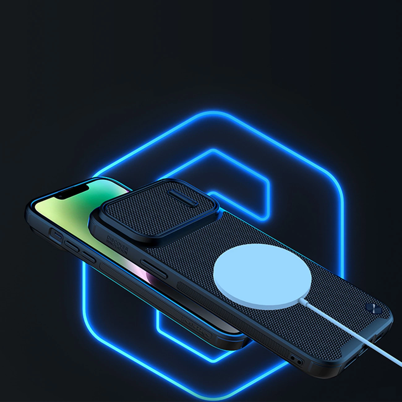 Mbështjellës Nillkin Textured S Case për iPhone 14 Pro Max me mbulesë kamere, e gjelbër e errët