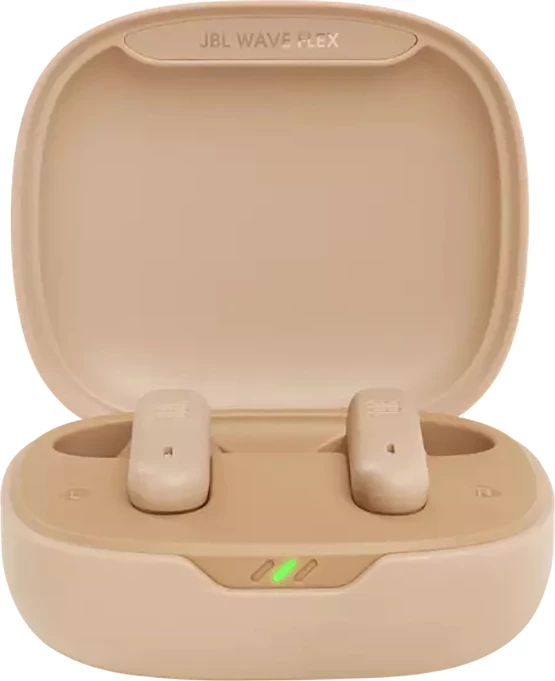 Kufje JBL Wave Flex wireless, 32 orë bateri, rezistente ujë/pluhur, bezhë