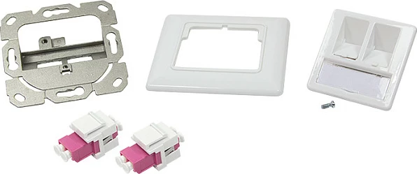Faceplate fibra optike LogiLink, 2x LC-Duplex adapter, multimode, e bardhë