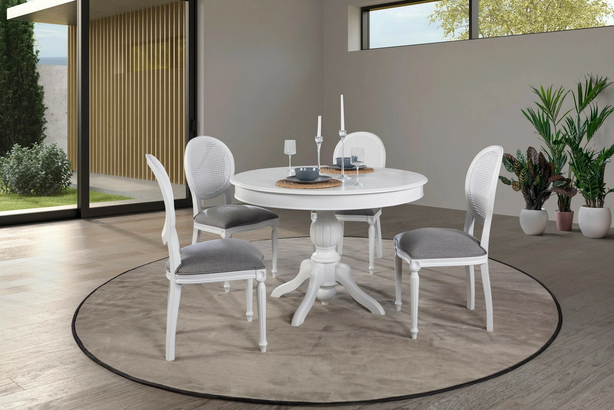 Tavolinë me karrige, zgjatshme, natyrale, Skye Decor, Albero151, 5 copë