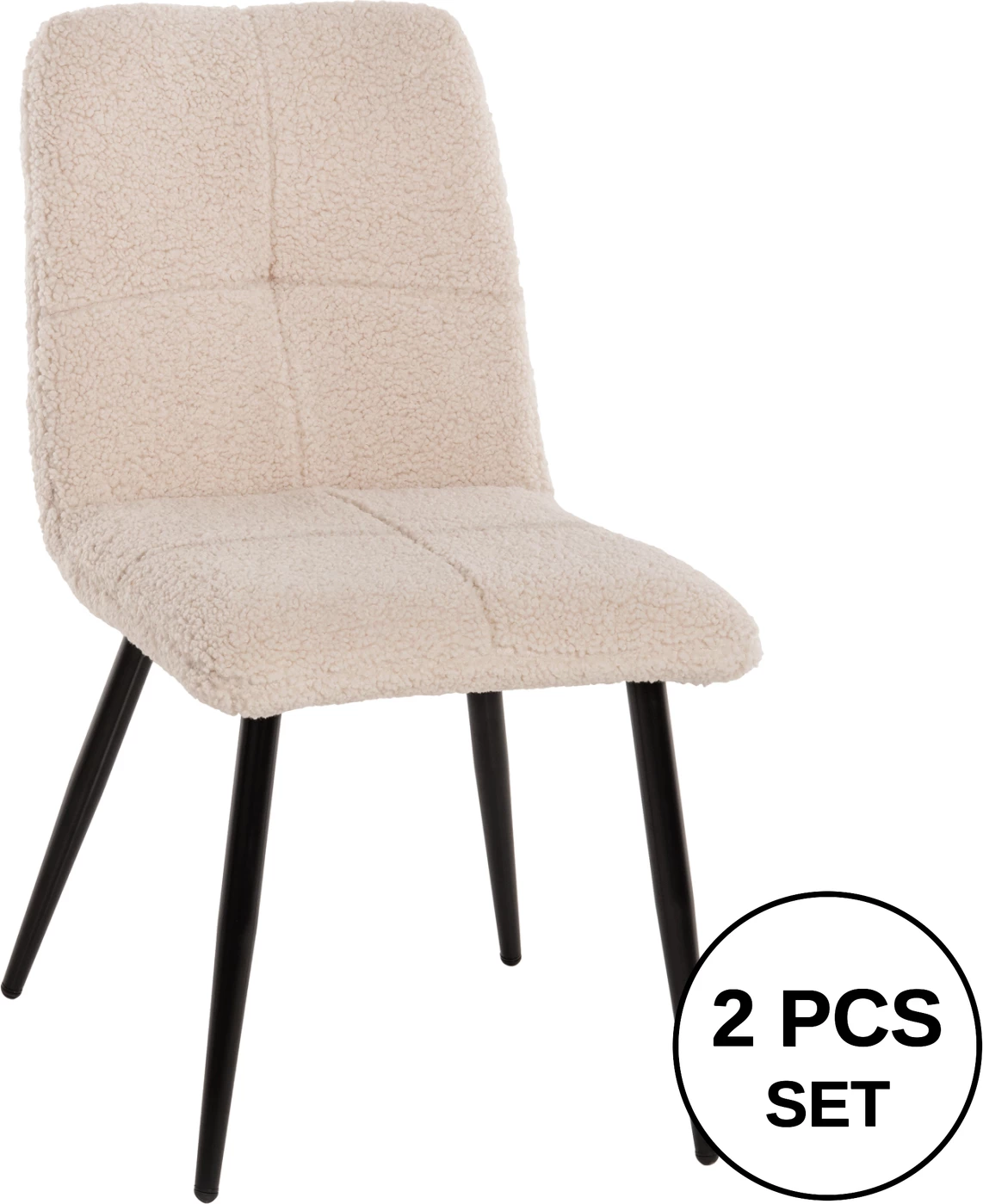 Karrige SHELLY FH8590.02, pëlhurë TEDDY, këmbë metalike bardhë-zi, 48x64x87Hcm., set prej 2 copash