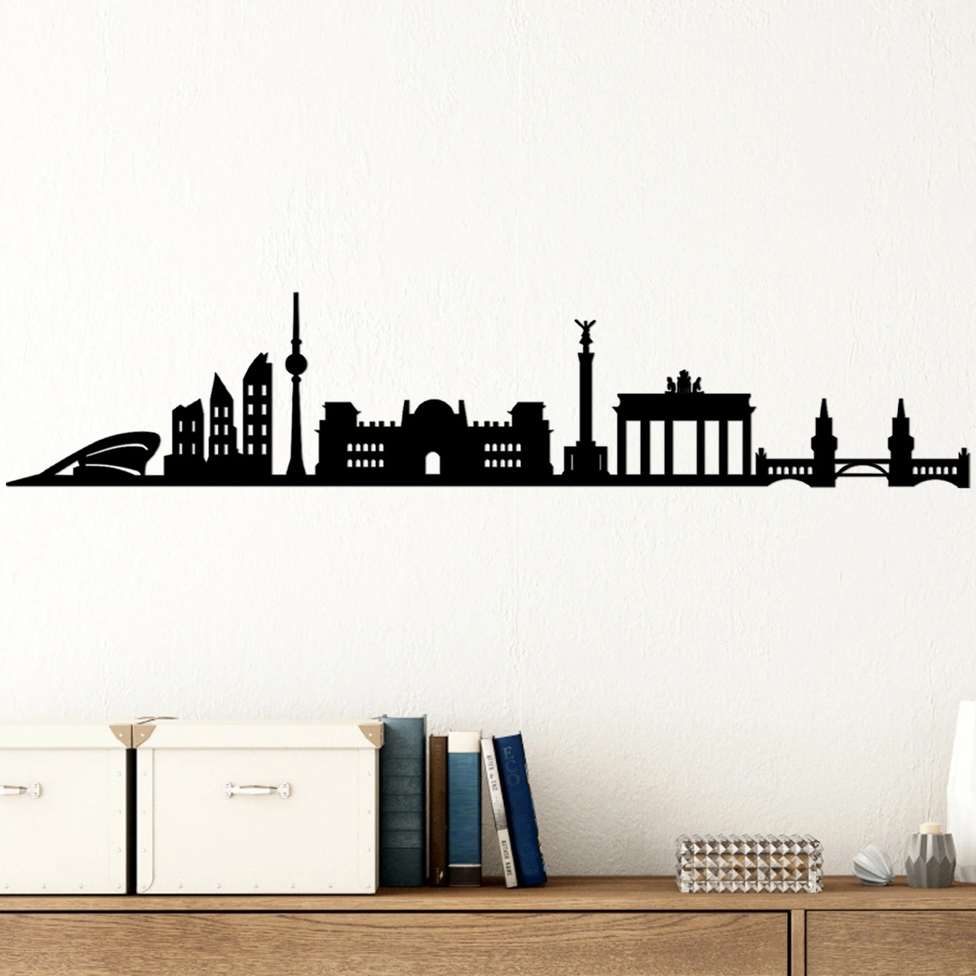 Aksesor dekorativ metalik për mur, Wallity, skyline i Berlinit