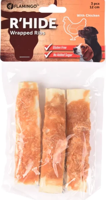 Shpërbëlime për qen me përmbajtje mish pule Flamingo 