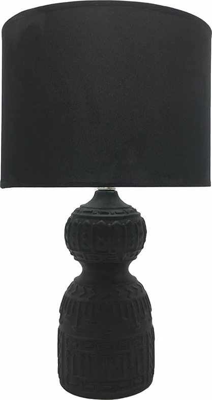 Llambë tavoline MOA, bazë qeramike, abazhuri prej stofe, e zezë, 11x11x41cm