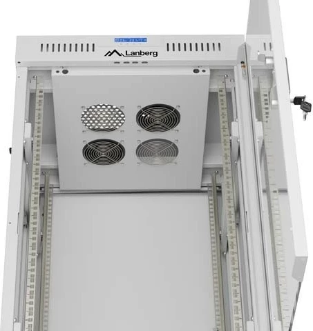 Kabinet rack LANBERG 19" 22U 600x600, derë qelqi, gri
