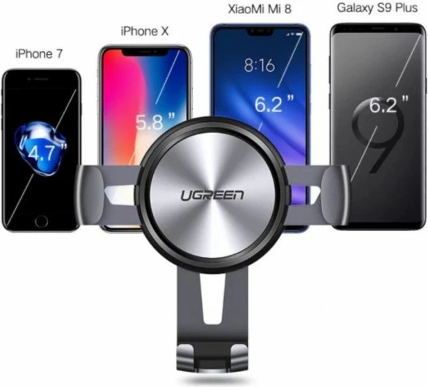Mbajtës telefoni për veturë UGREEN Car Mount Gravity MPN 50564, montim në grilë ventilimi, vetëm portret, gri/argjendtë, 1 copë