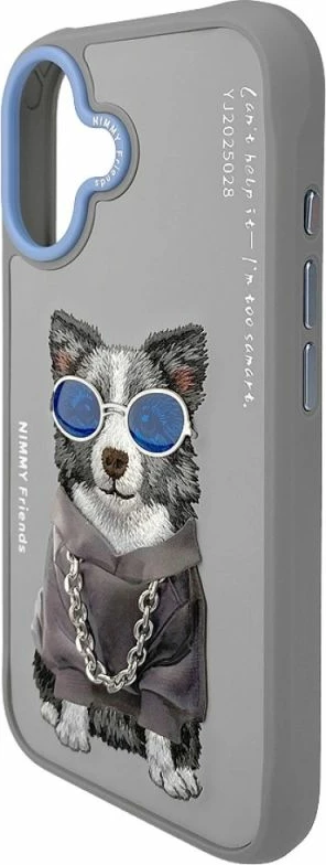 Kapak telefoni Nimmy Glasses Cool Dog për iPhone 17, gri