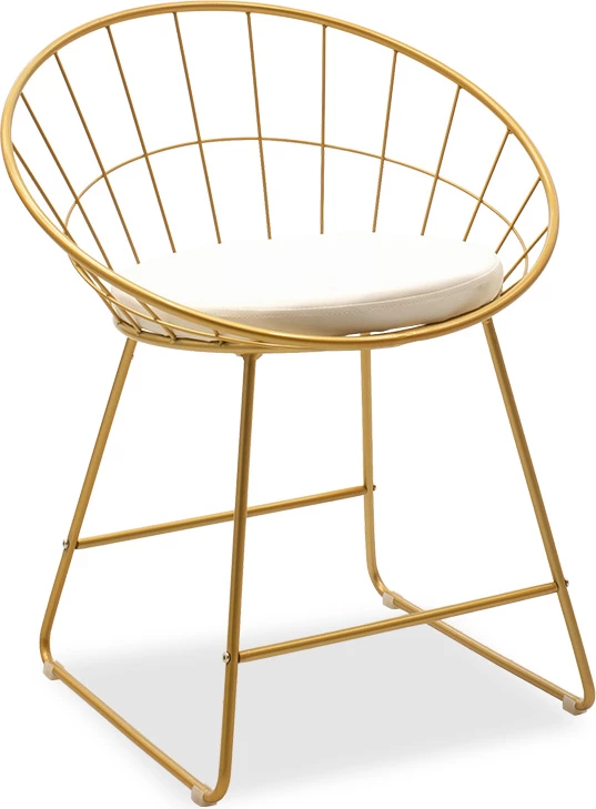 Karrige metalike e artë me jastëk të bardhë PVC