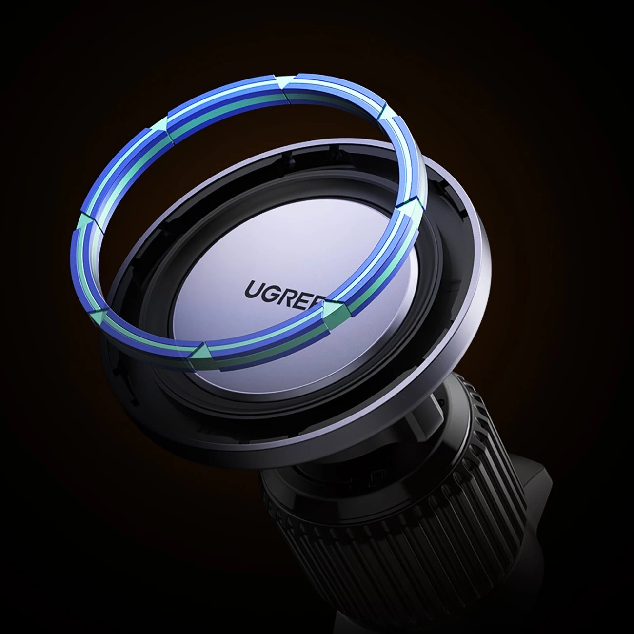 Mbajtës magnetik për celular Ugreen LP428 për ventilator të makinës, i zi