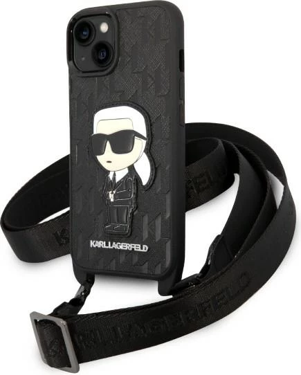 Mbështjellës Karl Lagerfeld KLHCP14MSTKMK për iPhone 14 Plus 6.7", Monogram Ikonik Patch, i zi