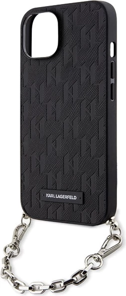 Mbështjellës Karl Lagerfeld KLHCP14SSACKLHPK për iPhone 14 6.1", zinxhir, e zezë