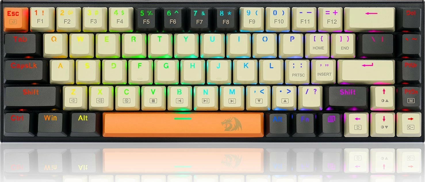 Tastierë mekanike gaming Redragon K633 Ryze K633CGO-RGB, 65%, Red Switch, RGB, USB-C, US layout, e zezë