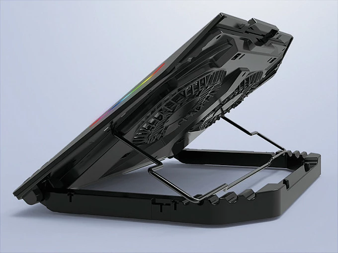 Pad ftohës Conceptronic 2-Fan, USB-A 2.0, RGB, 17 inç, i zi