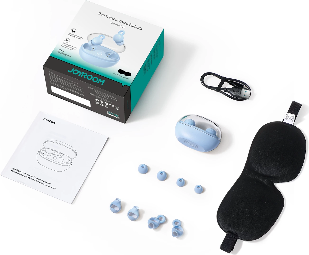 Kufje wireless in-ear Joyroom JR-TS3, Bluetooth 5.3, 25 orë, Kaltër