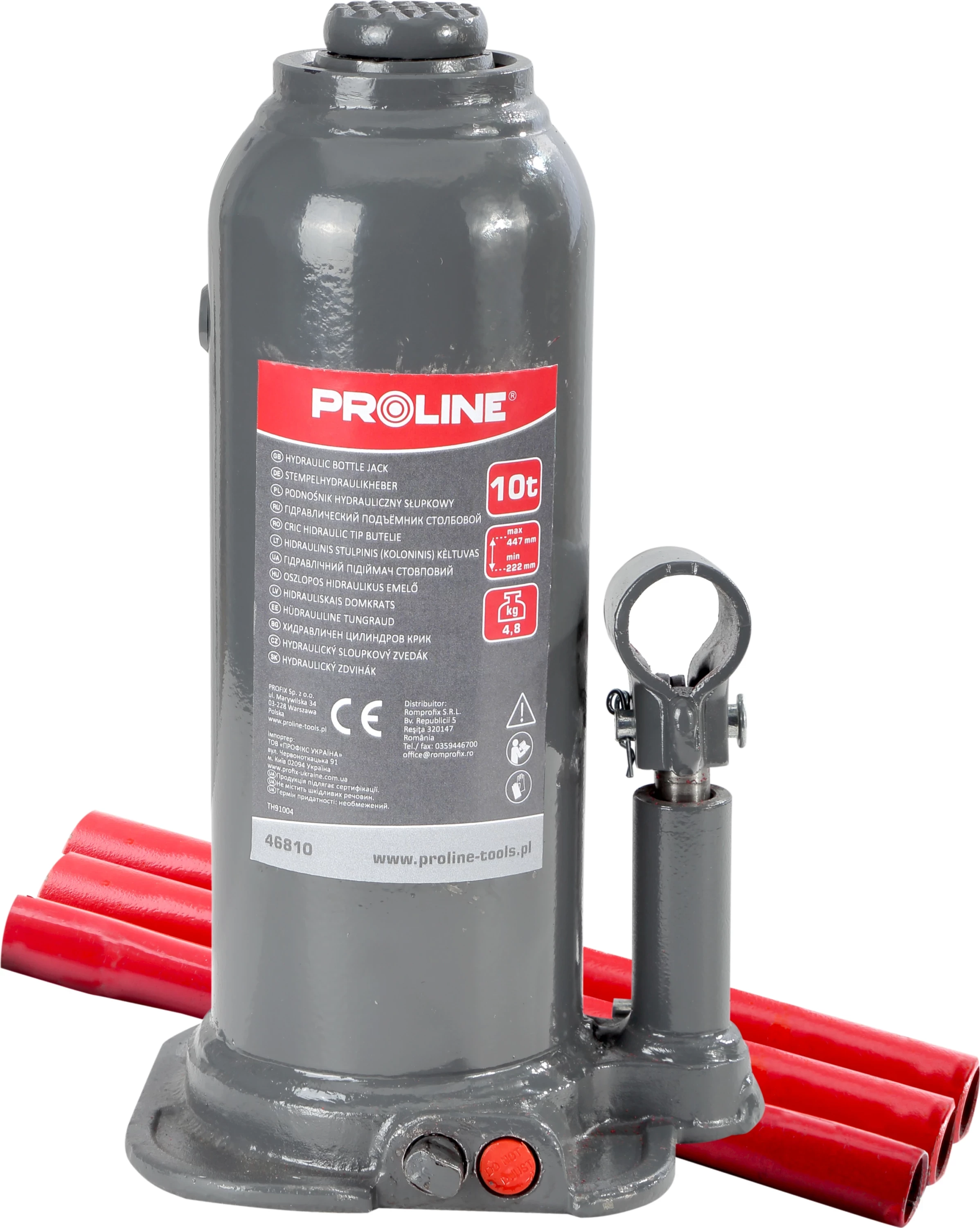 Kriko hidraulike PROLINE 46810 10T 230-460 mm 6.2 kg CE Gri