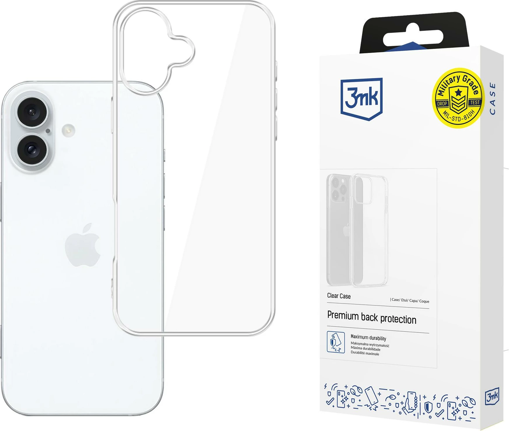 Mbështjellës 3mk Clear Case për iPhone 16, transparent