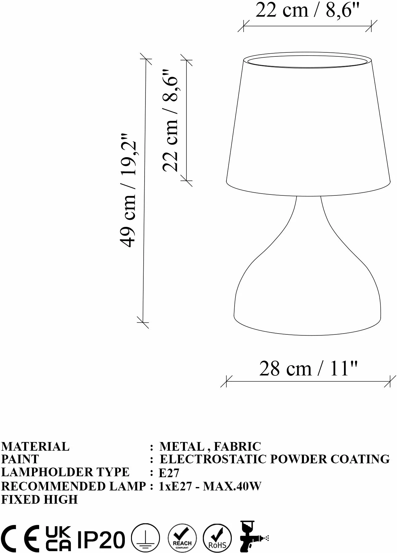 Llambë tavoline Opviq, Gota - 15470, e zezë