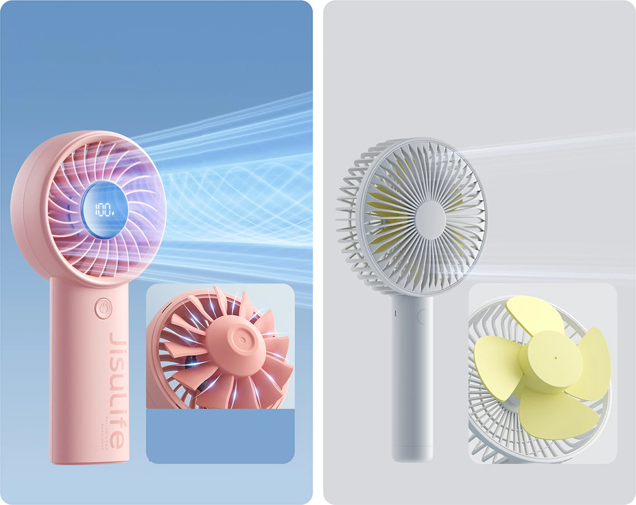 Ventilator dore Jisulife Life4, 5000mAh, USB-C, Rozë