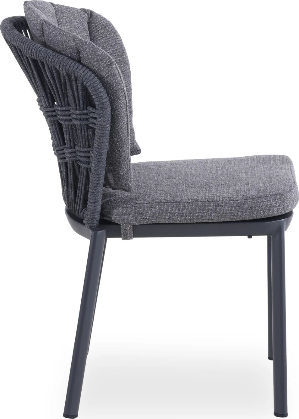 Karrige ngrënieje GOFFEN, alumin, jastëkë, litar, ngjyrë qymyr, 57x61.5x82cm