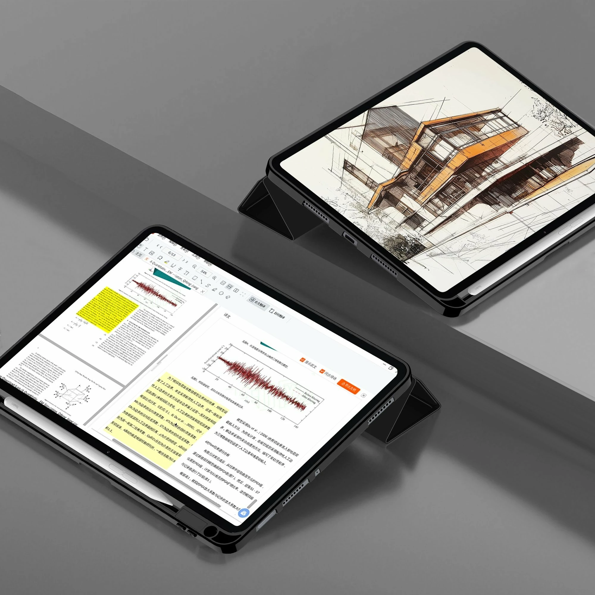 Mbështjellës për tablet Tech-Protect SmartCase SC Pen për Xiaomi Pad 7/7 Pro, silikon me kapak flip & vend për stylus, i zi
