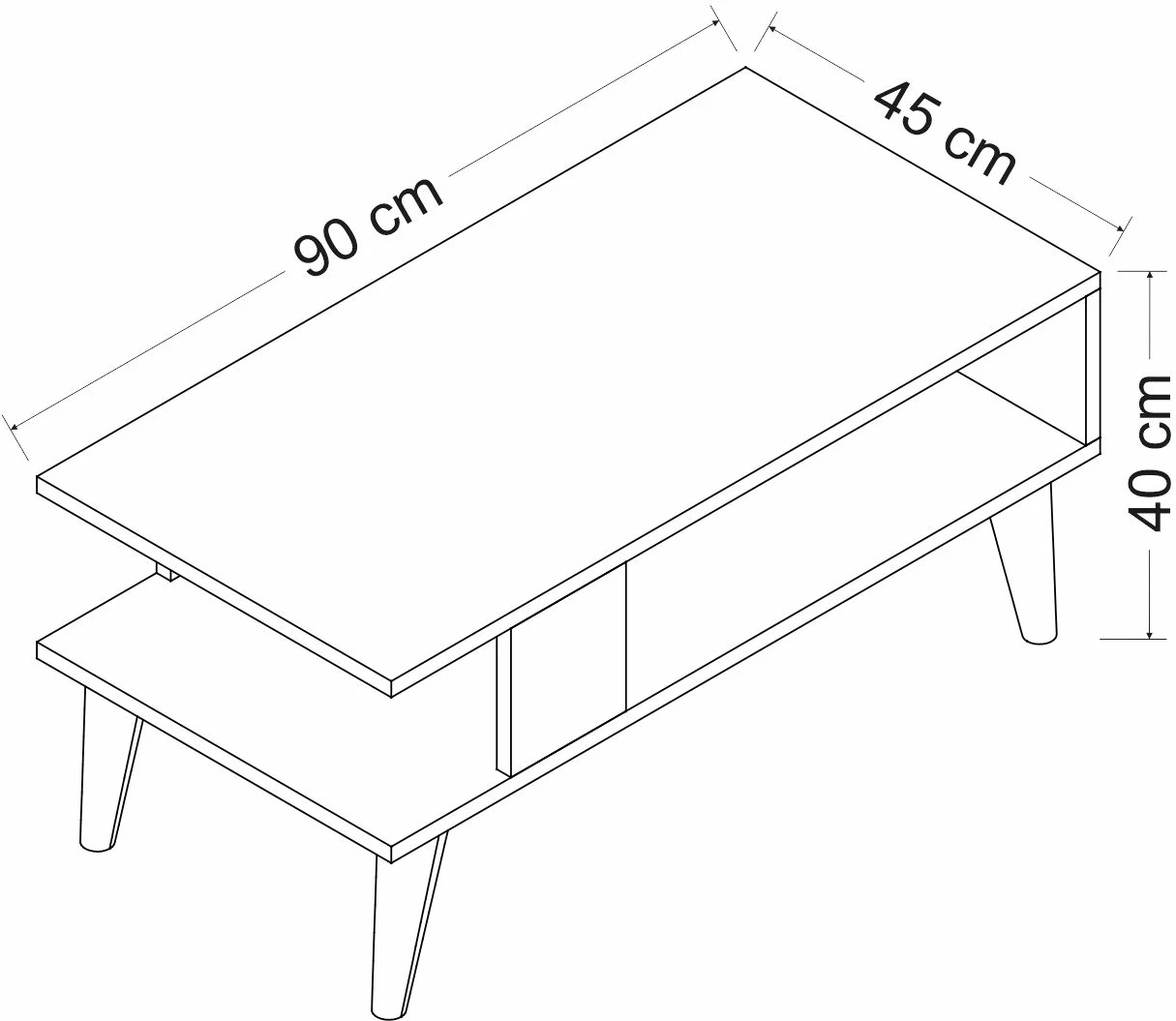 Tavolinë kafeje Hanah Home, Ayca, e zezë dhe e bardhë