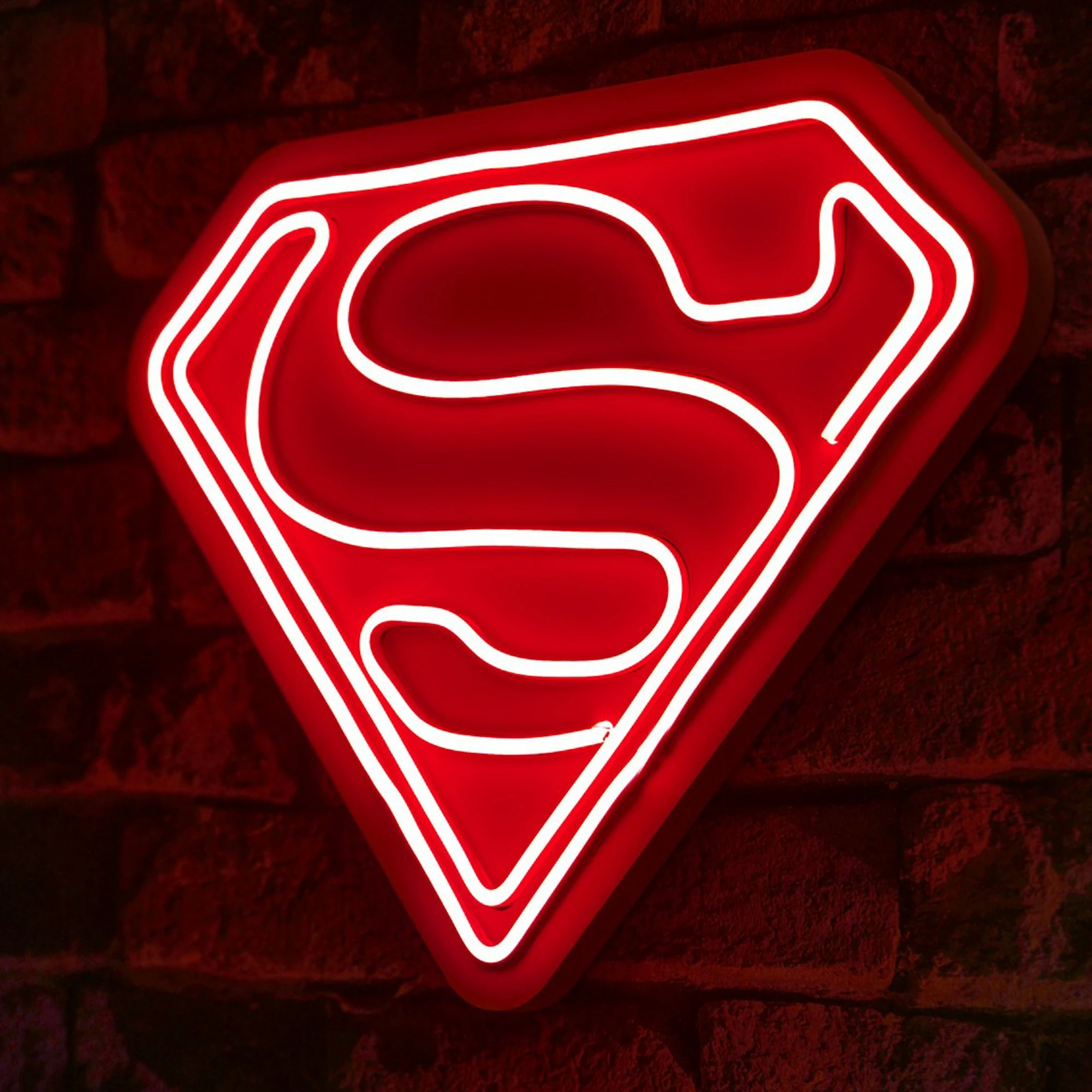 Dritë dekorative murale LED, plastikë, logo Superman, e kuqe