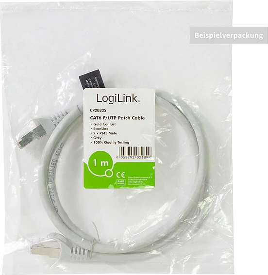 Kabllo rrjeti LogiLink Patch Cat.6 F/UTP 0.25m EconLine, gri