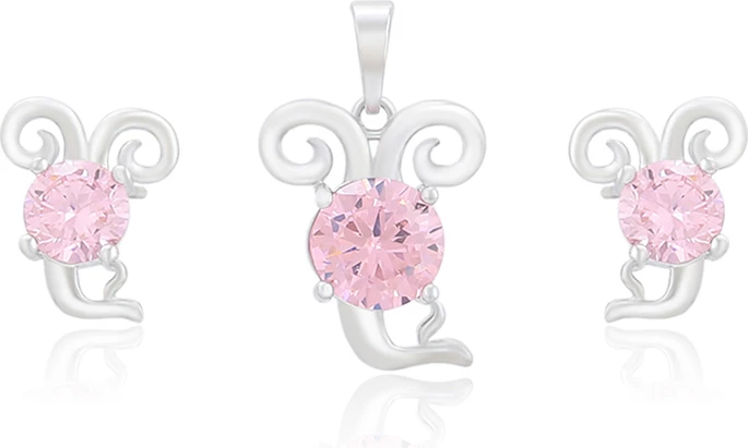 Set - vathë dhe varëse të flakëruara në argjend V2FAR, argjendtë/rozë