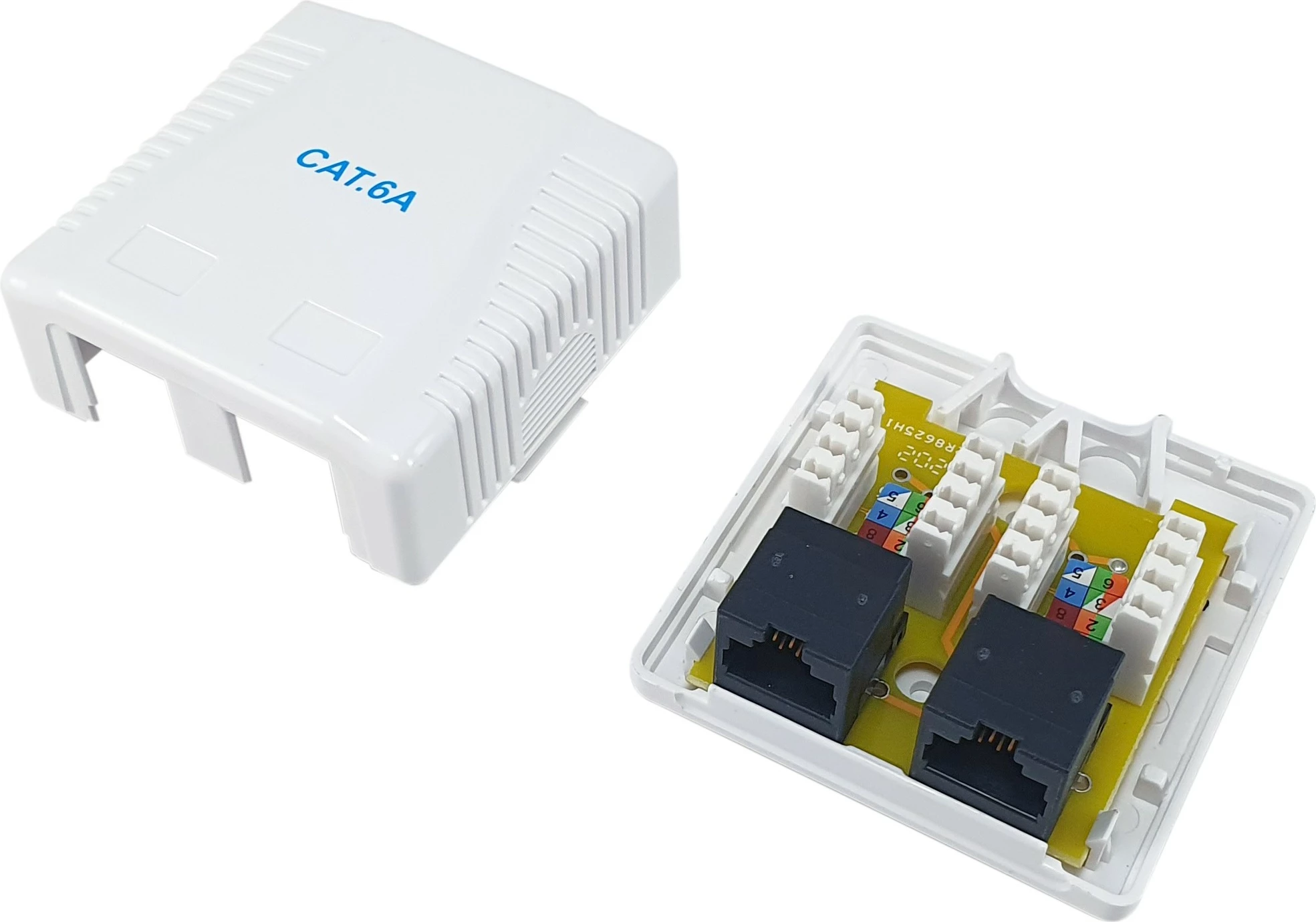 Kutijë sipërfaqësore 2-portshe Cat.6A Equip, RJ-45, e bardhë