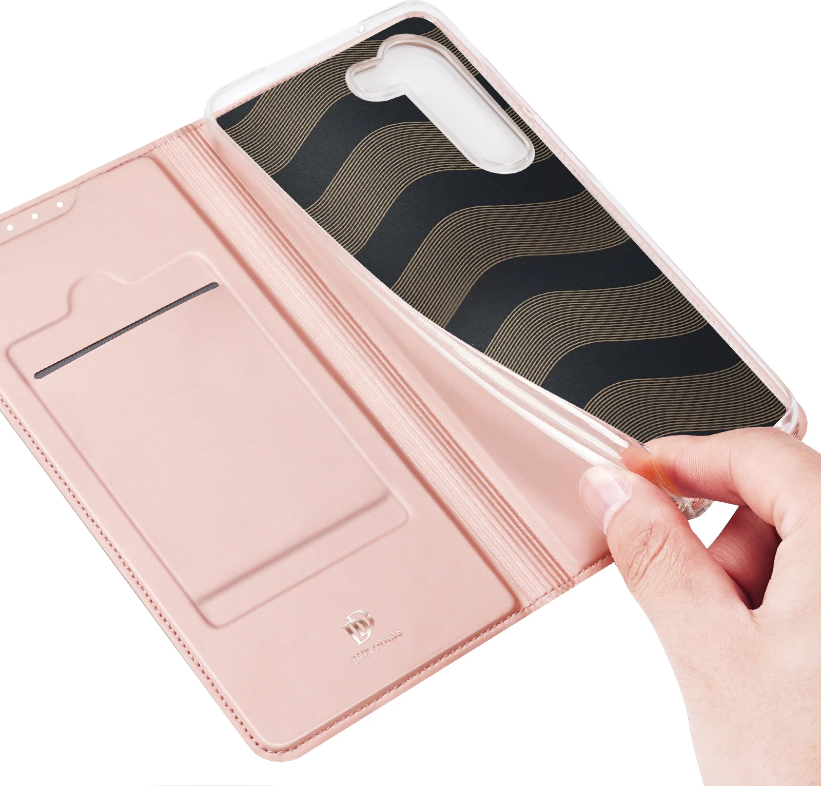 Mbështjellës Dux Ducis Skin Pro për Samsung Galaxy S23+, me xhep kartelash, funksion standi, rozë