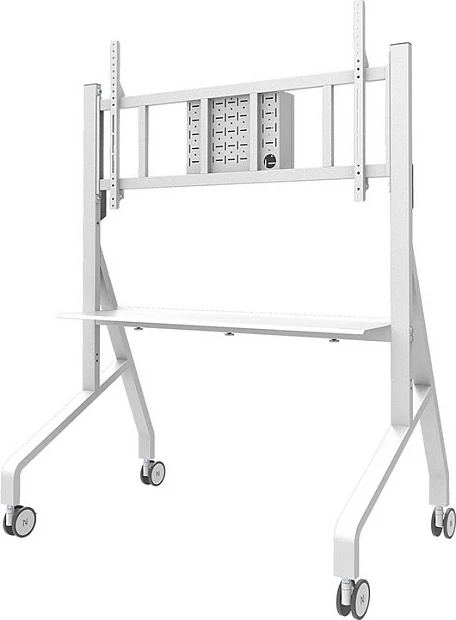 Karrocë multimedia Neomounts FL50-575WH1 MOVE Go XL, për ekran 65"+, VESA, 125 kg, e bardhë