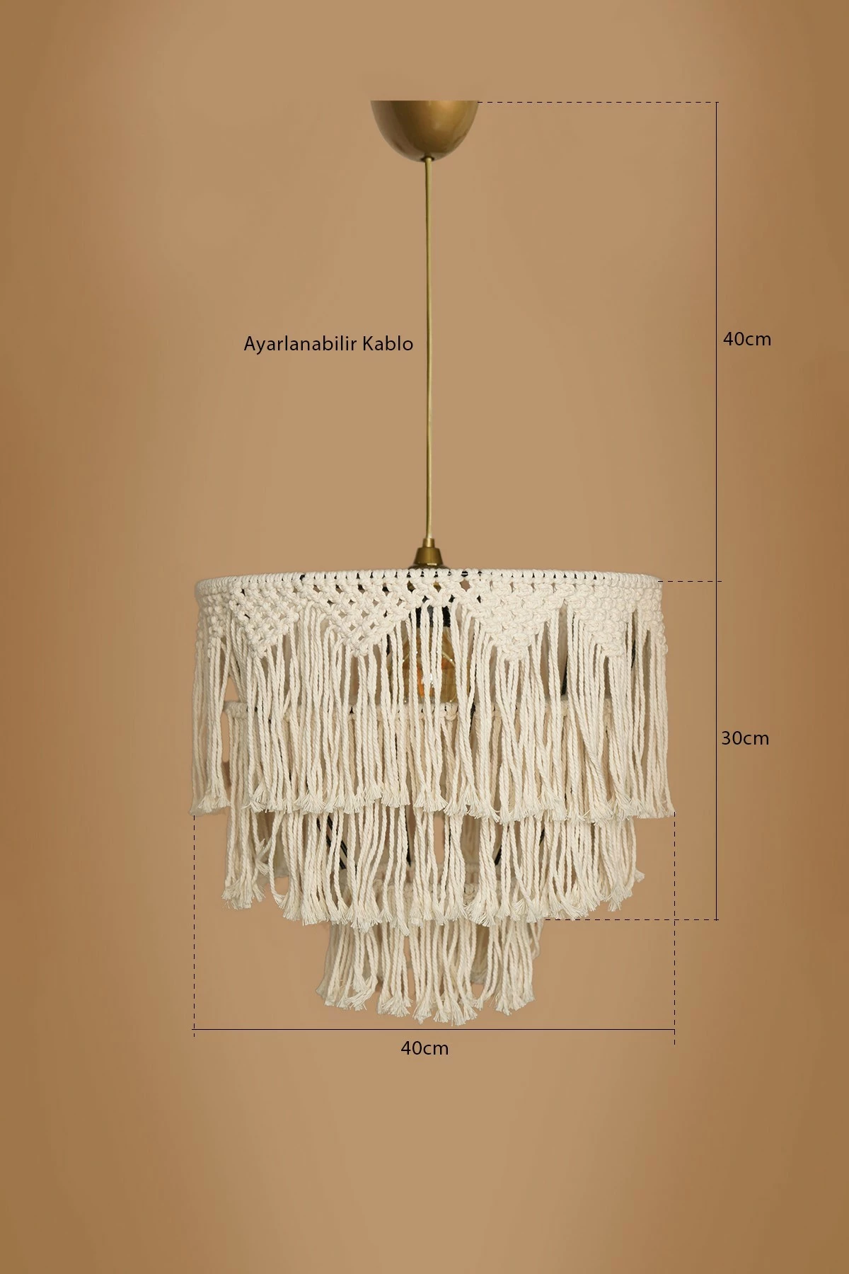 Llambë tavani Opviq, macrame, krem, YL555