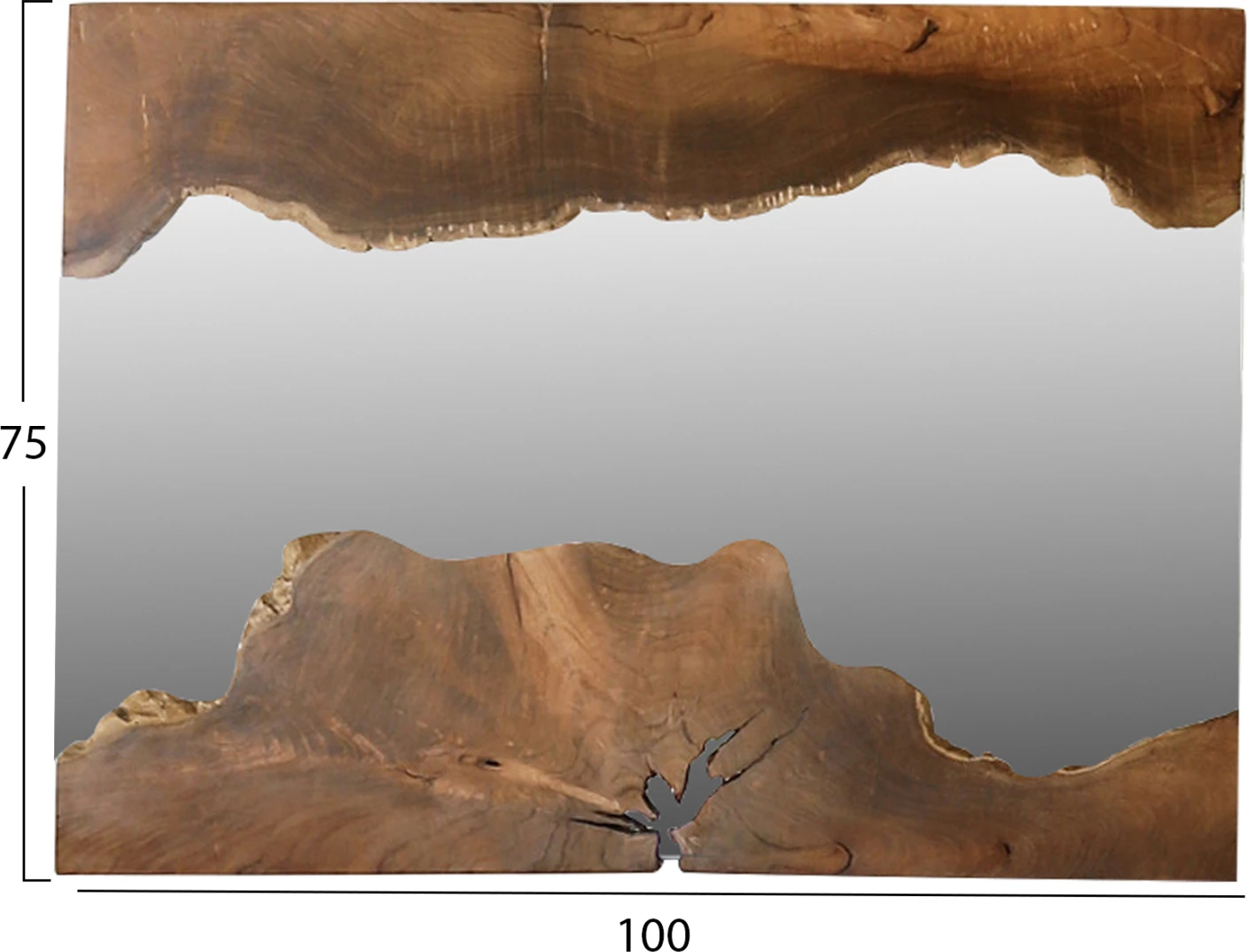 Pasqyrë drejtkëndore, dru TEAK natyral, 100x75H