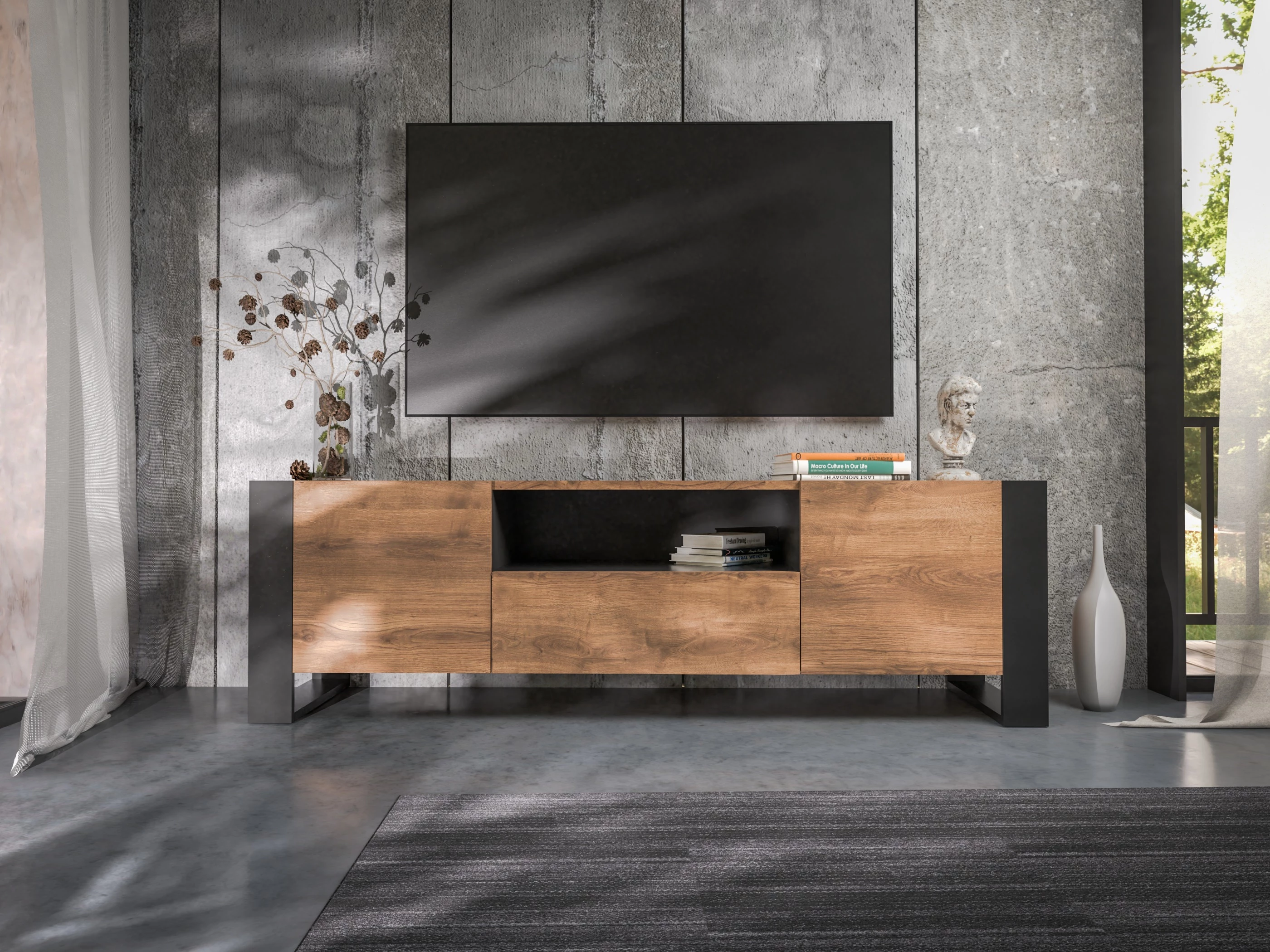 TV komodë moderne WOODY [Ngjyra: Kafe]