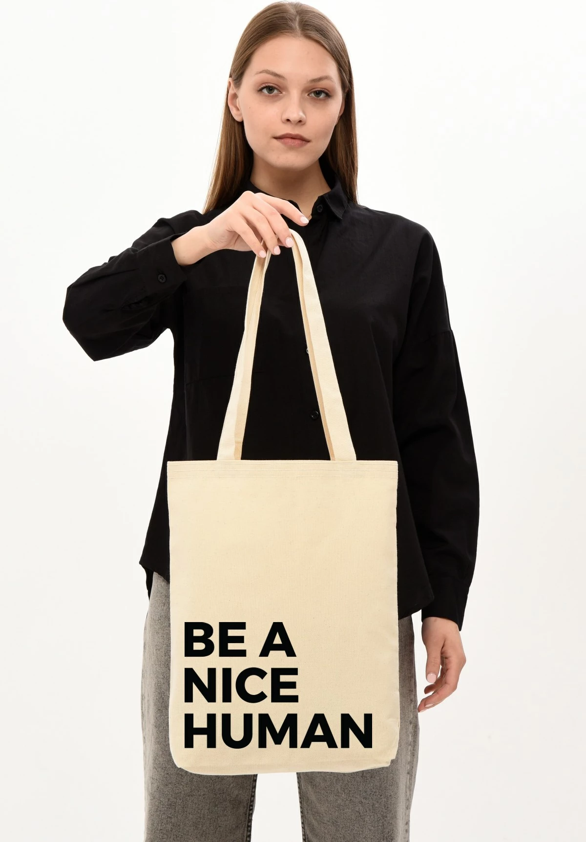 Qese tote Zoozie Bags, krem, 35x40x8cm