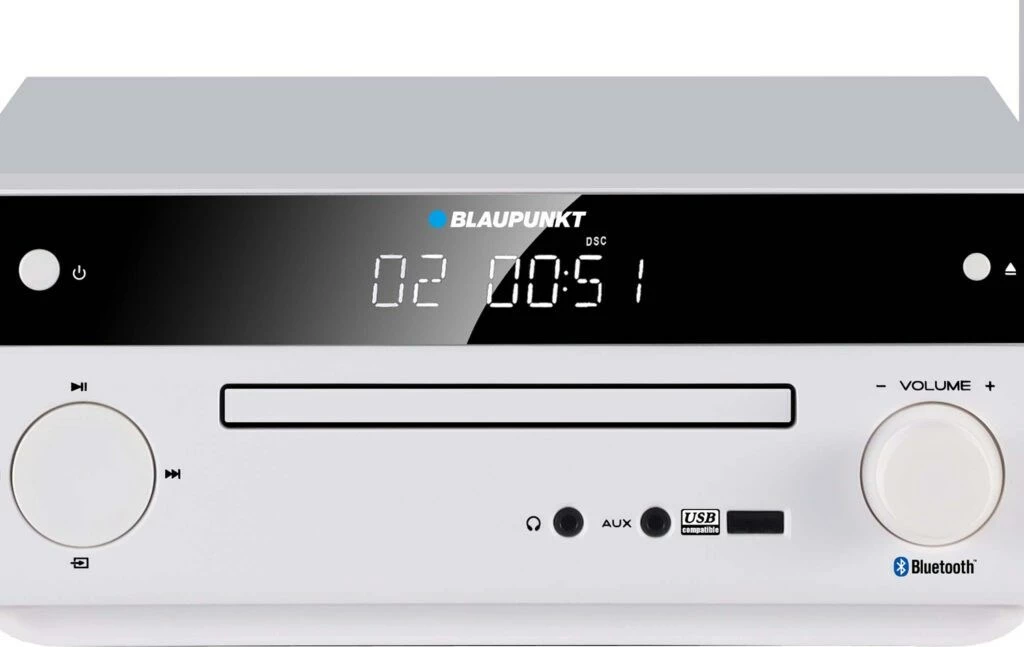 Mini sistem audio Blaupunkt MS30.2BT Edition me Bluetooth, USB, CD, i bardhë